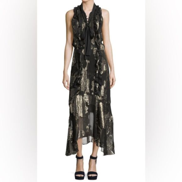A.L.C. Harriet chiffon with metallic print Cocktail Dress Size 2 NWOT - Picture 4 of 7